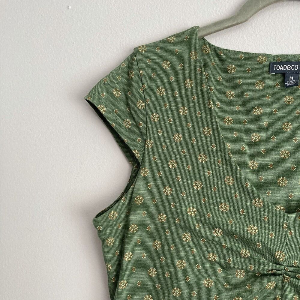 Toad & Co Rosemarie Green Cap Sleeve Dress Size Medium Organic Cotton Casual - Picture 3 of 11